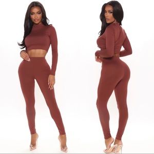 Meet At My Favorite Spot Legging Set - Brown - S